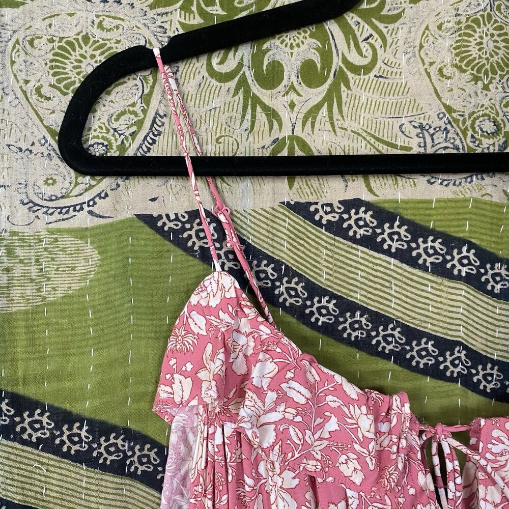 J. Crew Dark Flamingo Tossed Floral Tiered Maxi Dress Size Medium - Picture 5 of 16